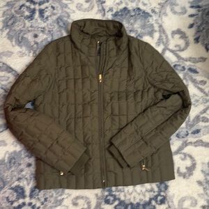 J.Crew quilted khaki green zip jacket